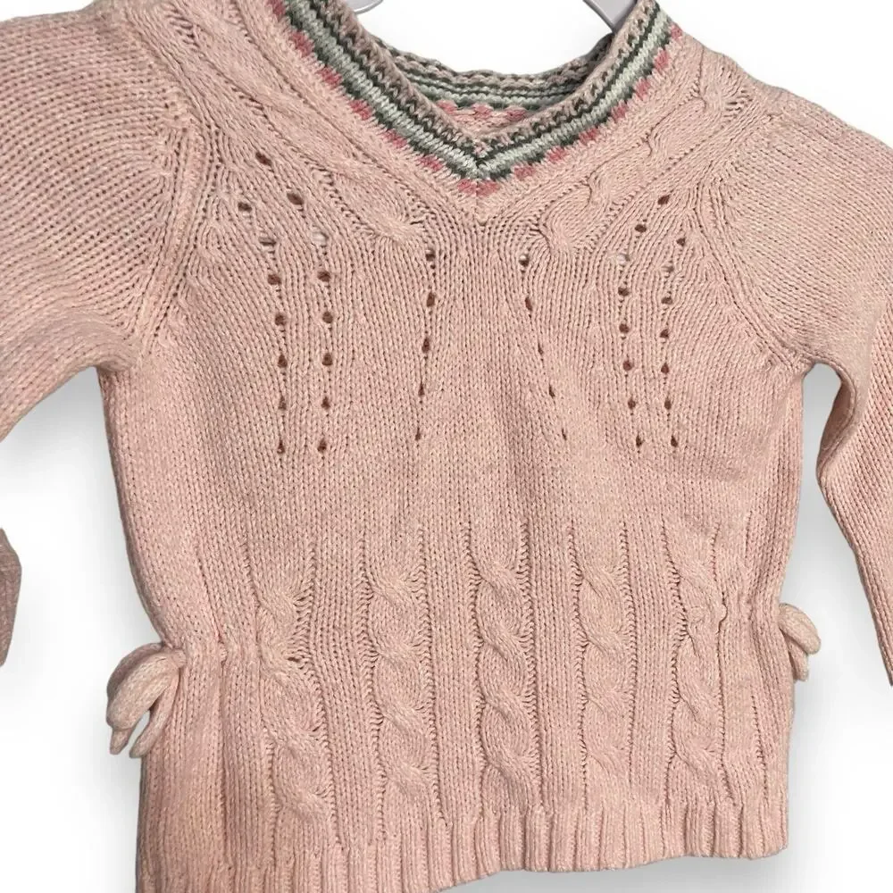 Carter's Long Sleeve Cable Knit Sweater Toddler Girls 2T Pink Mixed Media Casual